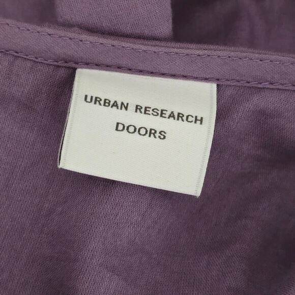 Urban Research DOORS Purple Cotton Midi Dress M Gathered Waist Japan Minimalist - Picture 8 of 13